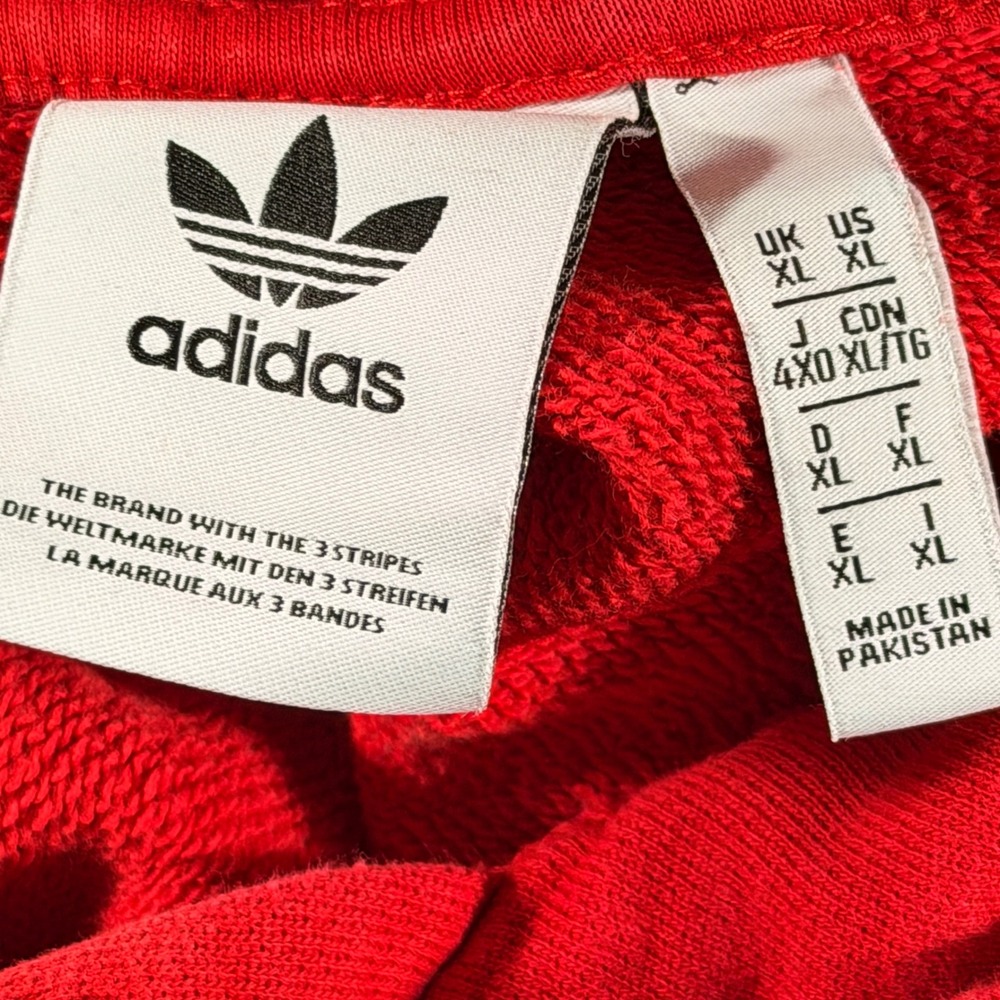 Adidas Hoodie Men XL Red Trefoil Logo Pullover Sweatshirt GD9924 - Picture 7 of 10